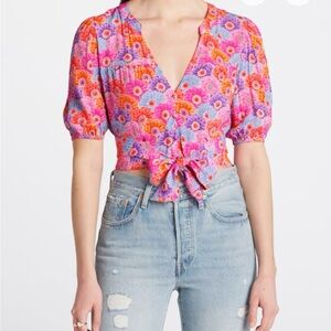 Floral Tie-Front Blouse